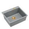 QUADRON | MORGAN 110 FM PRODUKT NA ZAMÓWIENIE | granitowy zlewozmywak kuchenny SZARY + MIEDŹ PVD | wymiary: 56,5 x 49,5 x 21,6 cm | 1-komorowy na równi w blatem | podbudowa szafki od: 60 cm HB8304U5FMC1P2O